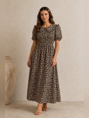 Women's SS Leopard Pink Maxi Dress- Small NWOT
